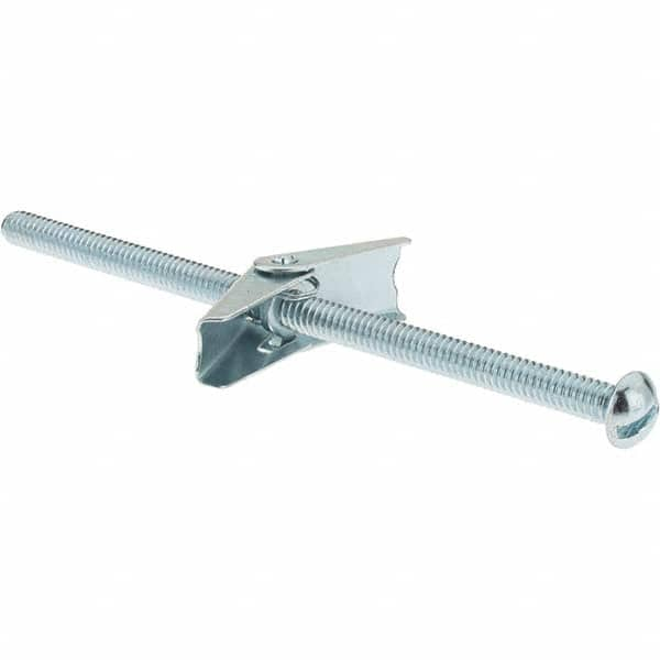 Value Collection - 1/4" Diam, 5" Long, Toggle Bolt Drywall & Hollow Wall Anchor - Steel, Use with Concrete/Masonry, Hollow Tile, Plaster & Wallboard - Americas Tooling