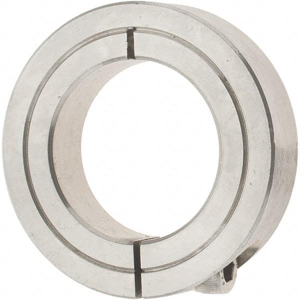 Value Collection - 1-1/4" Bore, Stainless Steel, One Piece Clamp Collar - 2-1/16" Outside Diam, 1/2" Wide - Americas Tooling