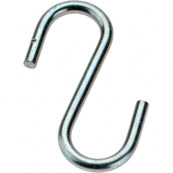 Value Collection - Trade Size 27, Carbon Steel Bright Zinc S-Hook - 12 Lb Capacity, 0.08" Wire, 1" OAL - Americas Tooling