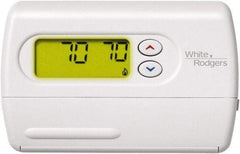 White-Rodgers - 45 to 90°F, 1 Heat, 1 Cool, Digital Nonprogrammable Heat Pump Thermostat - 0 to 30 Volts, Horizontal Mount, Push Button Switch - Americas Tooling