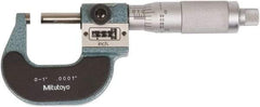 Mitutoyo - 0 to 1 Inch Range, Standard Throat, Electronic Outside Micrometer - 0.0001 Inch Accuracy, Friction Thimble, Rotating Spindle, Includes NIST Traceability Certification - Americas Tooling