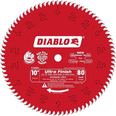 Freud - 10" Diam, 5/8" Arbor Hole Diam, 80 Tooth Wet & Dry Cut Saw Blade - Carbide-Tipped, Standard Round Arbor - Americas Tooling