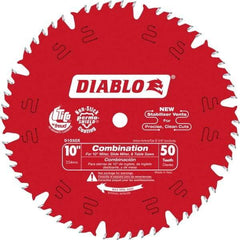 Freud - 10" Diam, 5/8" Arbor Hole Diam, 50 Tooth Wet & Dry Cut Saw Blade - Carbide-Tipped, Standard Round Arbor - Americas Tooling