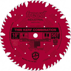 Freud - 10" Diam, 5/8" Arbor Hole Diam, 50 Tooth Wet & Dry Cut Saw Blade - Carbide-Tipped, Combination Action, Standard Round Arbor - Americas Tooling