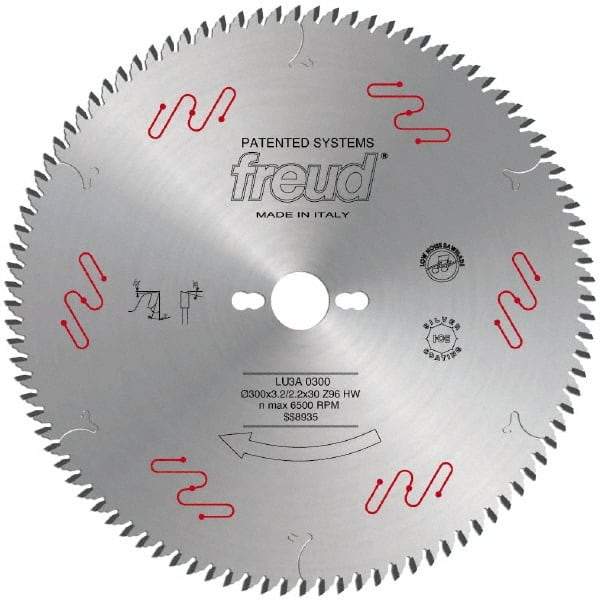 Freud - 300mm Diam, 1" Arbor Hole Diam, 96 Tooth Wet & Dry Cut Saw Blade - Carbide-Tipped, Standard Round Arbor - Americas Tooling