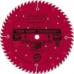 Freud - 10" Diam, 5/8" Arbor Hole Diam, 60 Tooth Wet & Dry Cut Saw Blade - Carbide-Tipped, Standard Round Arbor - Americas Tooling