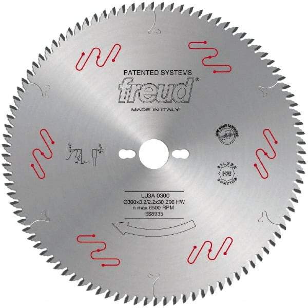 Freud - 300mm Diam, 30mm Arbor Hole Diam, 96 Tooth Wet & Dry Cut Saw Blade - Carbide-Tipped, Standard Round Arbor - Americas Tooling