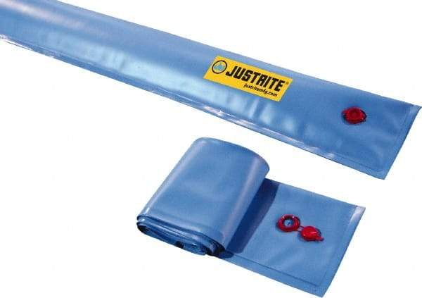 Justrite - 5' Long x 3/4' Wide, PVA Boom/Drain Dam - Light Blue, Use to Stop Contaminated Groundwater From Going Down the Drain - Americas Tooling