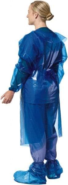 PolyConversions - 4 mil Thick Chemical Resistant Coat Apron - Polyolefin, Blue - Americas Tooling