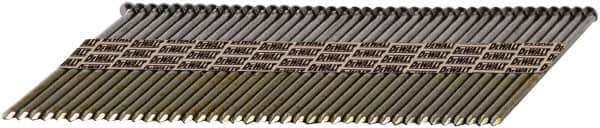 DeWALT - 30 Gauge 0.131" Shank Diam 3-1/4" Long Framing Nails for Power Nailers - Steel, Galvanized Finish, Smooth Shank, Angled Stick Paper Tape Collation, Round Head, Diamond Point - Americas Tooling