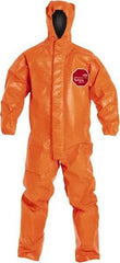 Dupont - Size 4XL Film Laminate Chemical Resistant Flame Resistant/Retardant Coveralls - Orange, Hook & Loop, Storm Flap & Zipper Closure, Elastic Cuffs, Elastic Ankles - Americas Tooling