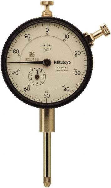 Mitutoyo - 1" Range, 0-100 Dial Reading, 0.001" Graduation Dial Drop Indicator - 57mm Dial, 0.1" Range per Revolution, 0.002" Accuracy, Includes NIST Traceability Certification - Americas Tooling