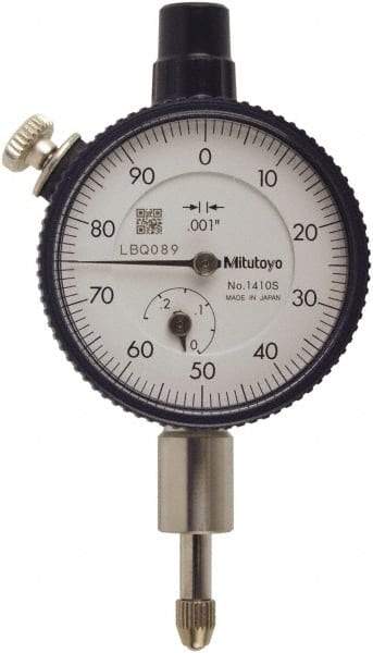 Mitutoyo - 0.025" Range, 0-100 Dial Reading, 0.001" Graduation Dial Drop Indicator - 40mm Dial, 0.1" Range per Revolution, 0.0001" Accuracy, Includes NIST Traceability Certification - Americas Tooling