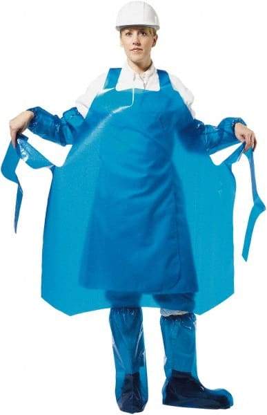 PolyConversions - 35" Wide x 55" Long x 6 mil Thick Chemical Resistant Bib Apron - Polyolefin, Blue, Waterproof, Resists Chemicals, Fats, Oils, Dry Particles, Liquid Splashes - Americas Tooling