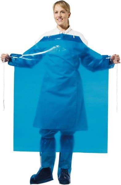 PolyConversions - 35" Wide x 45" Long x 8 mil Thick Chemical Resistant Bib Apron - Polyolefin, Blue, Waterproof, Resists Chemicals, Fats, Oils, Dry Particles, Liquid Splashes - Americas Tooling