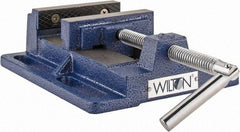 Wilton - 4-1/2" Jaw Opening Capacity x 1-1/2" Throat Depth, Horizontal Drill Press Vise - 4" Wide x 1-1/2" High Jaw, Stationary Base, Standard Speed, 7" OAL x 2.4" Overall Height, Steel - Americas Tooling