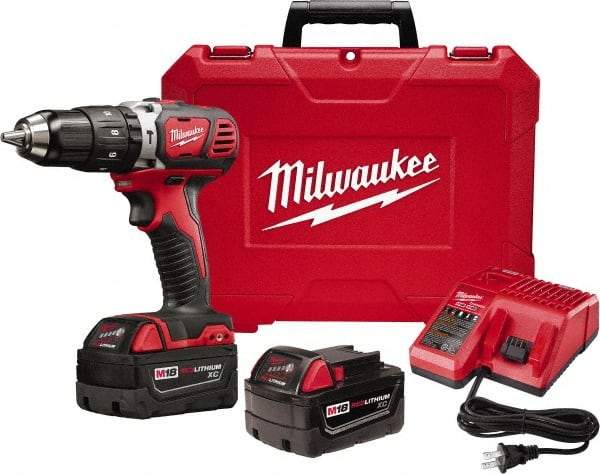 Milwaukee Tool - 18 Volt 1/2" Keyless Chuck Cordless Hammer Drill - 0 to 28,800 BPM, 0 to 1,800 RPM, Reversible - Americas Tooling