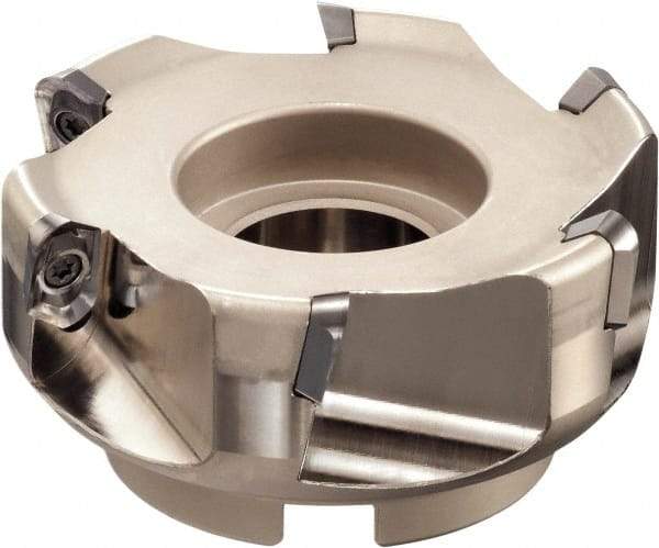 Sumitomo - 3 Inserts, 63mm Cut Diam, 22mm Arbor Diam, 22.99mm Max Depth of Cut, Indexable Square-Shoulder Face Mill - 50mm High, AECT 1604 Insert Compatibility, Through Coolant, Series WaveMill - Americas Tooling