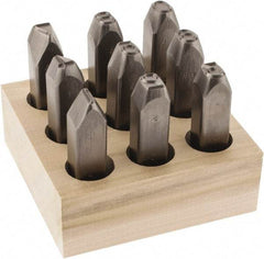 C.H. Hanson - 9 Piece, 1/2" Character Steel Stamp Set - Figures, Heavy Duty - Americas Tooling