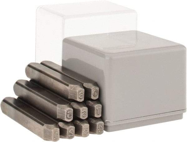 C.H. Hanson - 9 Piece, 1/8" Character Steel Stamp Set - Figures, Low Stress Round Face Dot - Americas Tooling