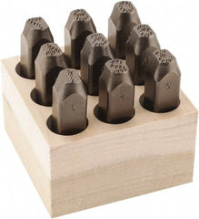 C.H. Hanson - 9 Piece, 3/8" Character Steel Stamp Set - Figures, Low Stress Round Face Dot - Americas Tooling