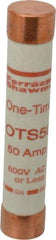 Ferraz Shawmut - 300 VDC, 600 VAC, 50 Amp, Fast-Acting General Purpose Fuse - Clip Mount, 5-1/2" OAL, 20 at DC, 50 at AC kA Rating, 1-1/16" Diam - Americas Tooling