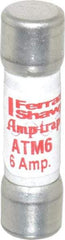 Ferraz Shawmut - 600 VAC/VDC, 6 Amp, Fast-Acting General Purpose Fuse - Clip Mount, 1-1/2" OAL, 100 at AC/DC kA Rating, 13/32" Diam - Americas Tooling