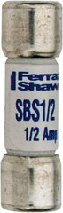 Ferraz Shawmut - 600 VAC, 0.5 Amp, Fast-Acting General Purpose Fuse - Clip Mount, 1-3/8" OAL, 100 at AC kA Rating, 13/32" Diam - Americas Tooling