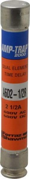 Ferraz Shawmut - 600 VAC/VDC, 2.5 Amp, Time Delay General Purpose Fuse - Clip Mount, 127mm OAL, 100 at DC, 200 at AC kA Rating, 13/16" Diam - Americas Tooling