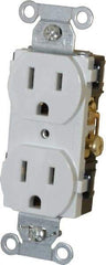 Hubbell Wiring Device-Kellems - 125 VAC, 15 Amp, 5-15R NEMA Configuration, White, Specification Grade, Self Grounding Duplex Receptacle - 1 Phase, 2 Poles, 3 Wire, Flush Mount - Americas Tooling