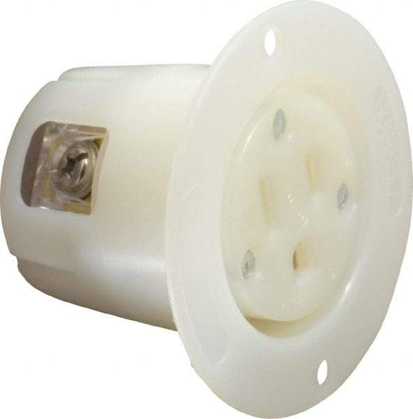 Hubbell Wiring Device-Kellems - 125 VAC, 20 Amp, 5-20R NEMA Configuration, White, Industrial Grade, Self Grounding Single Receptacle - 1 Phase, 2 Poles, 3 Wire, Flush Mount - Americas Tooling