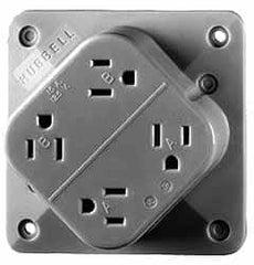 Hubbell Wiring Device-Kellems - 125 VAC, 15 Amp, 5-15R NEMA Configuration, Brown, Hospital Grade, Self Grounding Fourplex Receptacle - 1 Phase, 2 Poles, 3 Wire, Flush Mount, Impact Resistant - Americas Tooling