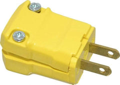 Hubbell Wiring Device-Kellems - 125 VAC, 15 Amp, 1-15P NEMA, Valise, Ungrounded, Commercial, Industrial Grade Plug - 2 Pole, 2 Wire, 1 Phase, 1/2 hp, Nylon, Yellow - Americas Tooling