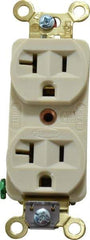 Hubbell Wiring Device-Kellems - 125 VAC, 20 Amp, 5-20R NEMA Configuration, Ivory, Industrial Grade, Self Grounding Duplex Receptacle - 1 Phase, 2 Poles, 3 Wire, Flush Mount, Corrosion, Heat and Impact Resistant - Americas Tooling