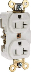 Hubbell Wiring Device-Kellems - 125 VAC, 20 Amp, 5-20R NEMA Configuration, White, Specification Grade, Self Grounding Duplex Receptacle - 1 Phase, 2 Poles, 3 Wire, Flush Mount, Corrosion, Heat and Impact Resistant - Americas Tooling