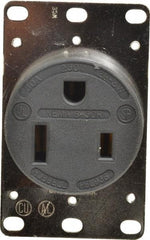 Hubbell Wiring Device-Kellems - 250 VAC, 50 Amp, 6-50R NEMA Configuration, Black, Industrial Grade, Self Grounding Single Receptacle - 1 Phase, 2 Poles, 3 Wire, Flush Mount - Americas Tooling