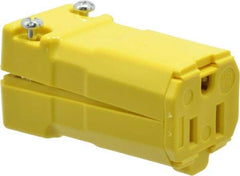 Hubbell Wiring Device-Kellems - 125 VAC, 15 Amp, 5-15R NEMA, Valise, Self Grounding, Commercial, Industrial Grade Connector - 2 Pole, 3 Wire, 1 Phase, 1/2 hp, Nylon, Yellow - Americas Tooling