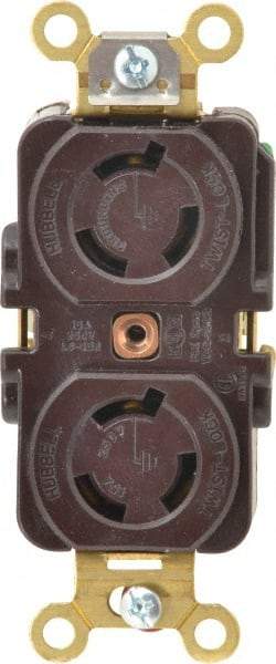 Hubbell Wiring Device-Kellems - 250 VAC, 15 Amp, L6-15R NEMA, Self Grounding Receptacle - 2 Poles, 3 Wire, Female End, Brown - Americas Tooling