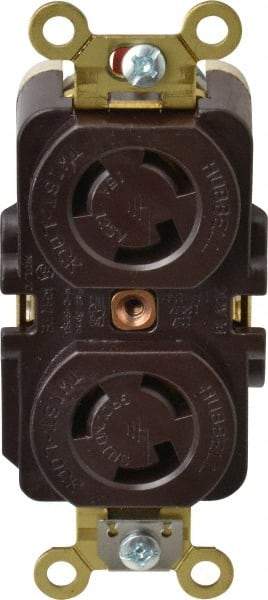 Hubbell Wiring Device-Kellems - 125 VAC, 15 Amp, L5-15R NEMA, Self Grounding Receptacle - 2 Poles, 3 Wire, Female End, Brown - Americas Tooling