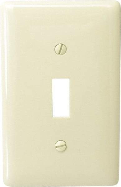 Hubbell Wiring Device-Kellems - 1 Gang, 4-1/2 Inch Long x 2.78 Inch Wide, Standard Switch Plate - Toggle Switch, Ivory, Nylon - Americas Tooling