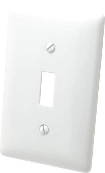 Hubbell Wiring Device-Kellems - 1 Gang, 4-1/2 Inch Long x 2.78 Inch Wide, Standard Switch Plate - Toggle Switch, White, Nylon - Americas Tooling