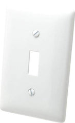 Hubbell Wiring Device-Kellems - 1 Gang, 4-1/2 Inch Long x 2.78 Inch Wide, Standard Switch Plate - Toggle Switch, White, Nylon - Americas Tooling