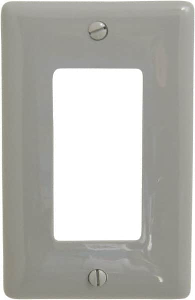 Hubbell Wiring Device-Kellems - 1 Gang, 4-1/2 Inch Long x 2.87 Inch Wide, Standard Outlet Wall Plate - Single Outlet, Gray, Nylon - Americas Tooling