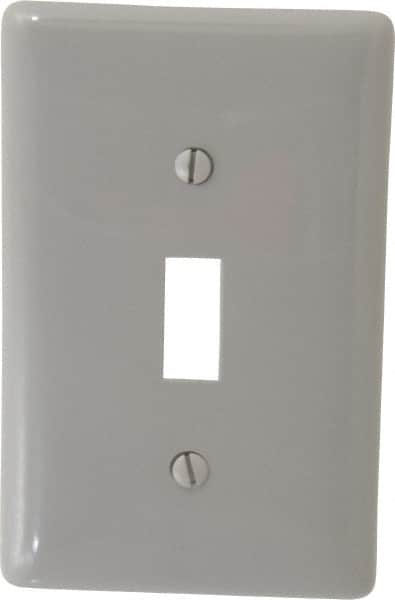 Hubbell Wiring Device-Kellems - 1 Gang, 4-1/2 Inch Long x 2.78 Inch Wide, Standard Switch Plate - Toggle Switch, Gray, Nylon - Americas Tooling