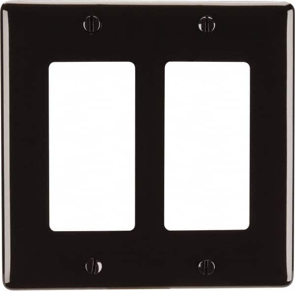 Hubbell Wiring Device-Kellems - 2 Gang, 4-1/2 Inch Long x 4.6 Inch Wide, Standard Outlet Wall Plate - GFCI/Surge Receptacle, Brown, Nylon - Americas Tooling