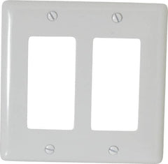 Hubbell Wiring Device-Kellems - 2 Gang, 4-1/2 Inch Long x 4.6 Inch Wide, Standard Outlet Wall Plate - GFCI/Surge Receptacle, White, Nylon - Americas Tooling