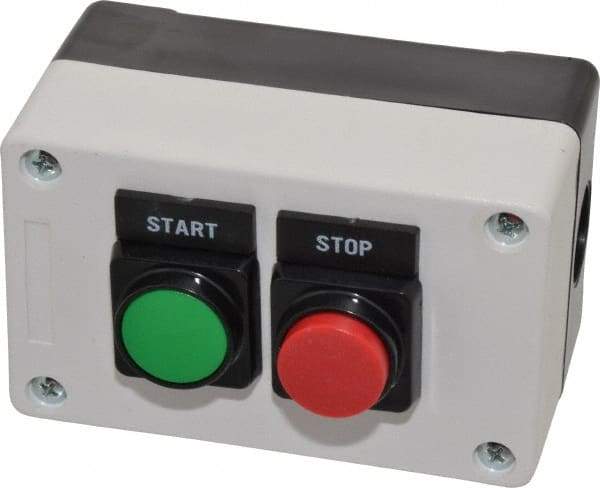 ACI - 2 Operator, Flush Pushbutton Control Station - Start-Stop (Legend), 1NO/1NC Contact - Americas Tooling