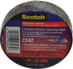 3M - 3/4" x 15', Black Rubber Electrical Tape - Series 2242, 30 mil Thick, 750 V/mil Dielectric Strength, 7.5 Lb./Inch Tensile Strength - Americas Tooling