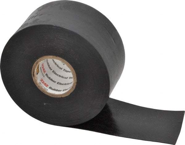 3M - 1-1/2" x 15', Black Rubber Electrical Tape - Series 2242, 30 mil Thick, 750 V/mil Dielectric Strength, 7.5 Lb./Inch Tensile Strength - Americas Tooling