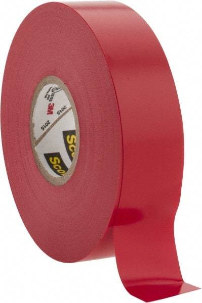 3M - 3/4" x 66', Red Vinyl Electrical Tape - Series 35, 7 mil Thick, 1,250 V/mil Dielectric Strength, 17 Lb./Inch Tensile Strength - Americas Tooling